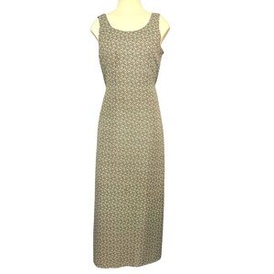 Vintage 70s-80s Floral Maxi Dress Sz 5 XS/S Green Sleeveless Boho Prairie Hippie